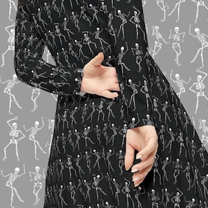 Funny Halloween Dance Dress, Skeleton Dance Costume, Spooky Long Sleeve Dress, Women&#39;s Party Outfit, Gothic Skellitons Design Dress