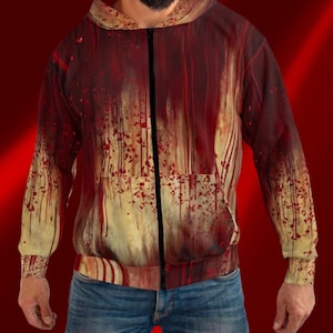 Realistic Blood Drip Unisex Zip Hoodie Great Gift for the Halloween Spooky Season Bloody Adult Humor Long Sleeve Jumper