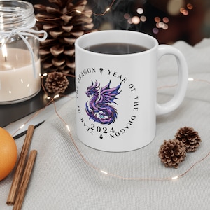 Unique Chinese Year of the Dragon Design 2024 Luna Year - Ceramic Coffee Cups, 11oz, 15oz