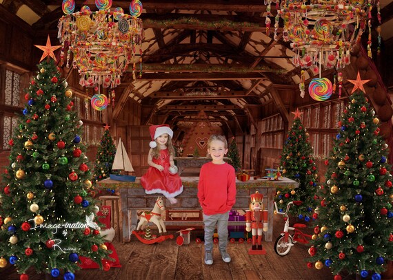 Santa's Workshop digital background digital backdrop | Etsy