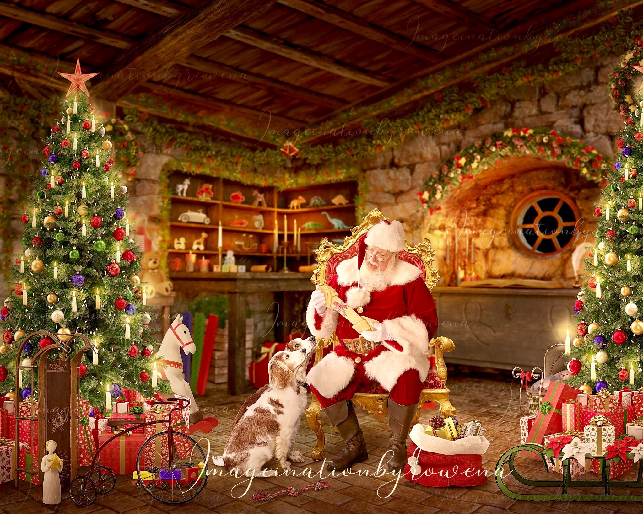 Christmas room digital background for photographers | Etsy