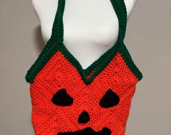 Crocheted Halloween : Jack-O-Lantern Bag