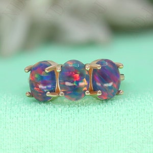 14K Rose Gold 925 Silber Oval Schwarz Opal Ring Verlobungsring Geschenk für Frau Feueropal Ring Hochzeit Ring Geburtstag Jahrestag Geschenk
