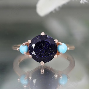 14K Rose Gold 925 Silver Round Natural Black Onyx Ring Engagement Ring Gift For Wife Solitaire Ring Wedding Ring Birthday Anniversary Gift