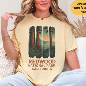 Brushstroke Style Redwood National Park Shirt, California Forest Tree Tee, Outdoors Adventure Sweatshirt Hoodie