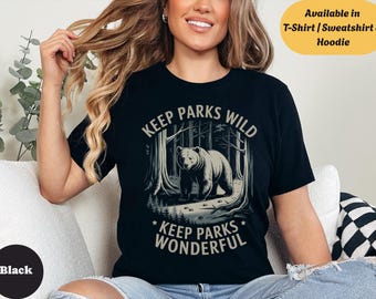 Vintage Inspired Bear Wilderness Shirt, Outdoor Conservation Crewneck Tee, Wildlife Preservation Souvenir Sweatshirt Hoodie