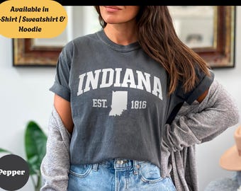 Indiana State Shirt Sweatshirt Hoodie, College Design Tee, Varsity Graphic T-Shirt, Campus Style Top, Midwest Pride Apparel, Travelers Gift
