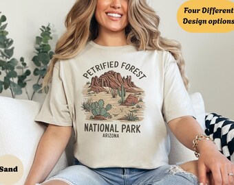 Petrified Forest National Park Shirt, Arizona Desert Graphic, Nature Lovers Cactus Design Crewneck Tees