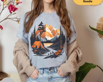 Family Camping Crewneck Shirt, Nature Lovers Tee, Mountains Adventure Sweatshirt Hoodie, Matching Group Apparel