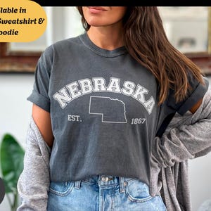 Nebraska T-Shirt Sweatshirt Hoodie, Campus Style Tee, College Design Shirt, State Pride Apparel, Cornhusker Fan Gift, Varsity Graphic Top
