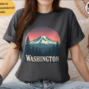 Comfort Color Washington T-Shirt Sweatshirt Hoodie, Retro Mountain Tee, Forest Nature Lover Shirt, Outdoor Adventure, Pacific Northwest Gift
