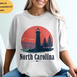 Comfort Colors North Carolina Shirt, Lighthouse Coastal Sunset Ocean Tee, Outer Banks Sweatshirt Hoodie