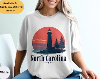 Comfort Colors North Carolina Shirt, Lighthouse Coastal Sunset Ocean Tee, Outer Banks Sweatshirt Hoodie