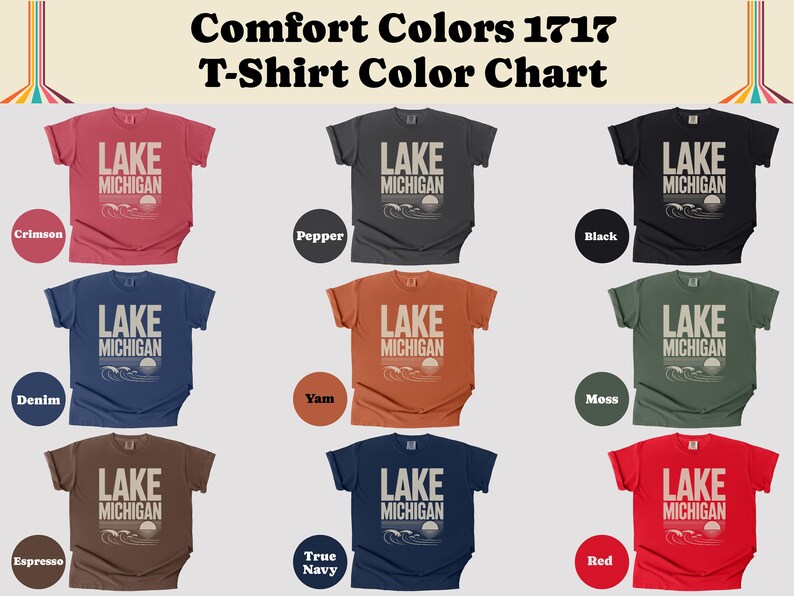 Comfort Colors 1717 T-Shirt, Lake Michigan Tee, Unisex Graphic Tee, Vintage Style Shirt, Retro Design, Soft and Comfortable, Gift Idea