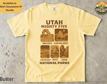 Vintage Style Utah Mighty Five Shirt, Retro National Parks Tee, Outdoors Adventure Sweatshirt Hoodie