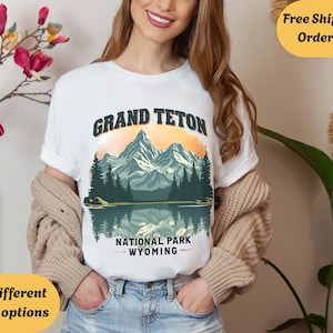 Grand Teton National Park Unisex Rundhals-T-Shirt, Wyoming Mountains Shirt, Outdoor-Abenteuergeschenk, Naturreise-Andenken, Wanderliebhaber Top
