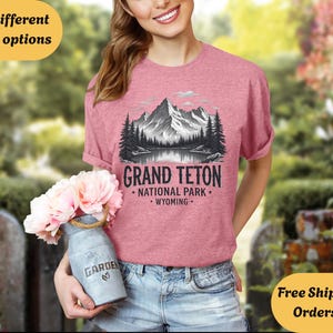 Grand Teton National Park Unisex Rundhals-T-Shirt, Wyoming Berg Shirt, Outdoor-Abenteuer-Geschenk, Natur-Reise-Andenken, Wander-Liebhaber-T-Stück