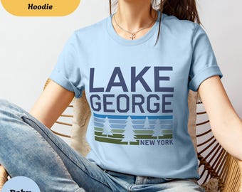 Lake George New York Shirt, NY Adirondacks Grafik T-Shirt, Retro See Liebhaber Sweatshirt Hoodie