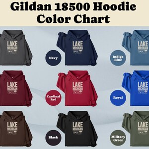 Lake Michigan Hoodie, Cozy Outdoor Wear, Colorful Hoodies in Navy Charcoal Maroon, Adventure Style, Men's and Women's Apparel