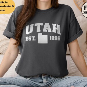 T-shirt ras du cou unisexe graphique Utah Comfort Colors, sweat-shirt et sweat à capuche, chemise de style vintage, t-shirt State Pride, haut au design rétro