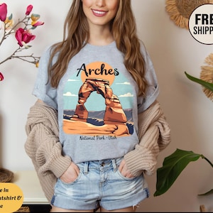 Felpa con cappuccio e maglietta "Arches National Park", maglietta vintage "Arches Utah", maglietta retrò "Desert", maglietta con grafica per escursioni e avventure, souvenir da esterno
