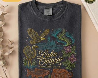 Lake Ontario Shirt Vintage Great Lakes Sweatshirt Retro Nature Wildlife Graphic Hoodie Cozy Cabin Aesthetic Ontario Canada Souvenir Tee