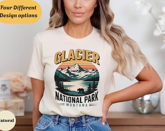 Camiseta estilo retro del Parque Nacional Glaciar, camiseta Montana Bear Nature, sudadera con capucha Mountain Lake