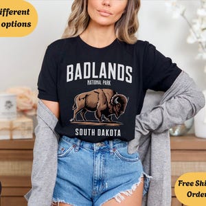Badlands Bison Shirt, South Dakota National Park Souvenir, Gift for Nature Lovers & Hikers, Buffalo Wildlife Unisex Tee, Four Unique Designs