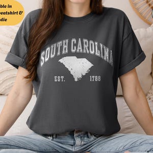 Comfort Colors South Carolina Tee Sweatshirt Hoodie, Vintage Style State Map Shirt, Retro Graphic Design T-Shirt, Southern State Pride Gift