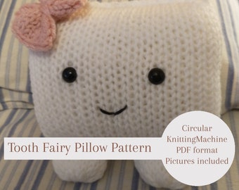 Addi machine pattern, tooth fairy pillow girl, tooth fairy pillow, knitting pattern, pillow pattern, Sentro machine, tooth fairy gifts