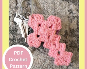 Crochet keychain pattern, crochet pattern, Christian gift for woman, crochet beginner pattern, crochet cross pattern, easy crochet pattern