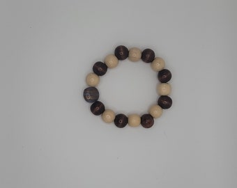 Pulsera minimalista de cuentas de madera: joyería natural hecha a mano