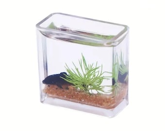 Dollhouse Miniature Fish Tank Black Realistic 1/12 Scale