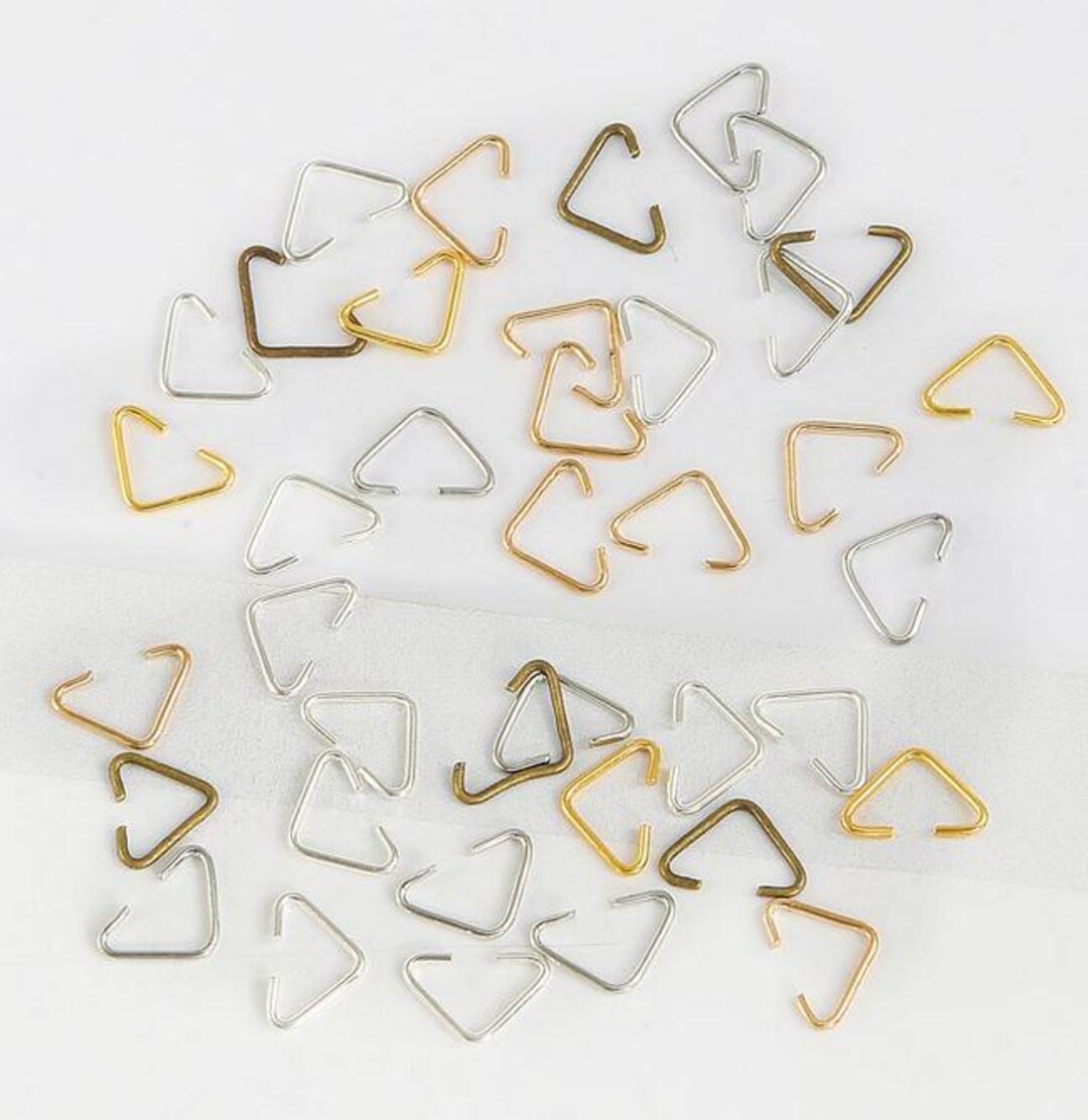 Triangle Jump Ring Beautiful Gold Silver Bronze Plate Dull Silver Bail ...