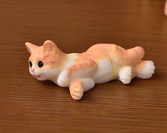 Dollhouse Orange Kitten Laying Down 1/12 Scale Orange Cat Only
