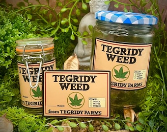 ¡CALIDAD MEJORADA! / Etiqueta de dibujos animados de Tegridy / Adhesivo de vinilo laminado / marihuana / fumeta / 420