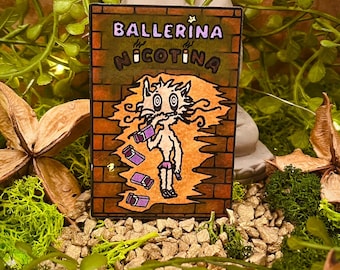 Pegatina de vinilo laminado de bailarina Nicotina / Arte de patinadora fumadora / Pegatina artística para cualquier superficie