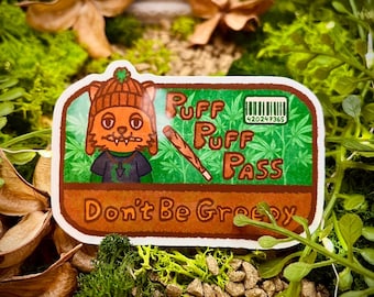 Pegatina de vinilo laminado Puff Puff Pass / Arte divertido de fumetas / Pegatina para cualquier superficie