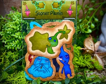 Adorable paquete de pegatinas de vinilo laminado de extraterrestres de plantas altas, hechas a mano / 10 diseños únicos / Arte divertido de fumetas / Pegatinas para cualquier superficie