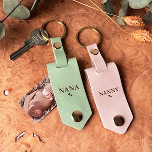 Photo Keychain For Nana, Personalized Grandma Keychain, Custom Mom Keychain, Mother&#39;s Day Keychain, Keychain For Grandma, Leather Keychain