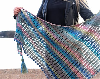 Crochet Shawl Wrap asymmetric Pattern PDF