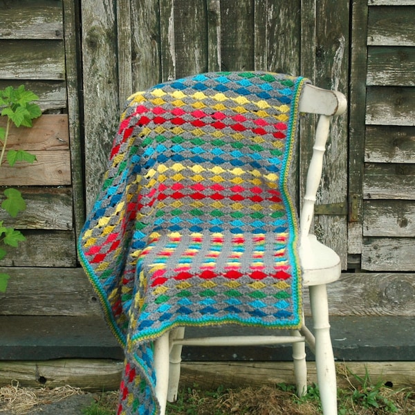 Crochet Blanket Pattern - modern crochet - rainbow crochet - baby blanket - crochet throw