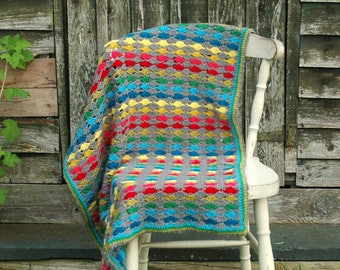 Crochet Blanket Pattern - modern crochet - rainbow crochet - baby blanket - crochet throw