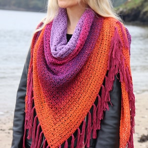 Patrón de chal triangular de crochet bohemio (PDF)