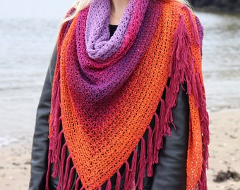 Boho Crochet Triangle Shawl Pattern (PDF)