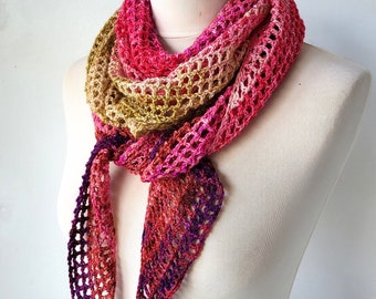 Crochet Neck Scarf Pattern - fingering - one skein - crochet scarf easy pattern PDF