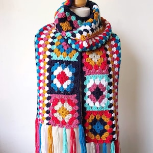 Crochet Granny Scarf Pattern PDF Easy Granny Square pattern image 1