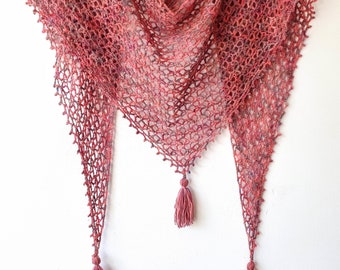 Crochet Shawl Pattern - one skein fingering - triangle - crochet scarf easy pattern PDF