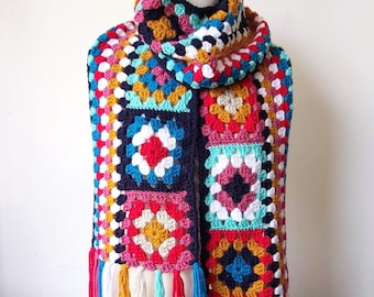 Crochet Granny Scarf Pattern PDF - Easy Granny Square pattern