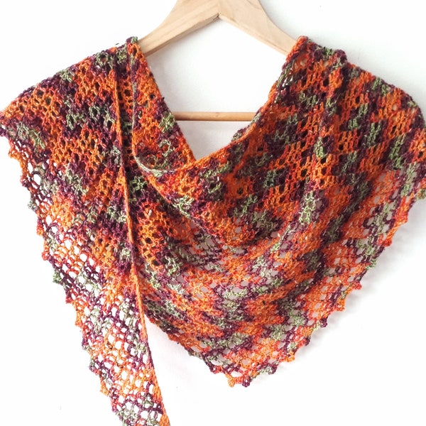 Crochet Shawl Pattern - one skein fingering - asymmetric - crochet scarf easy pattern PDF